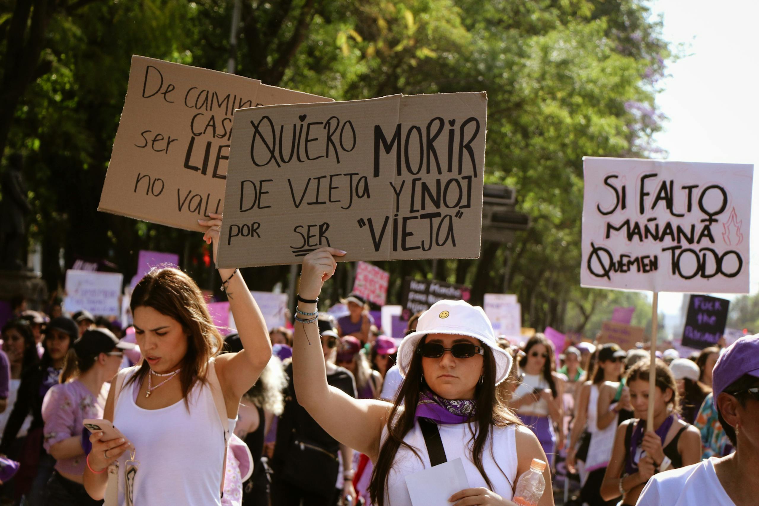 Protestors Holding Banners during a Womens Rights Rally